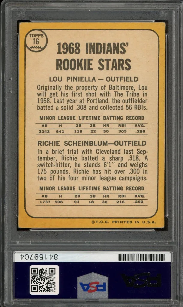 Lou Piniella “69 AL ROY” Signed 1968 Topps Rookie Stars Card #16 - PSA/DNA - RC