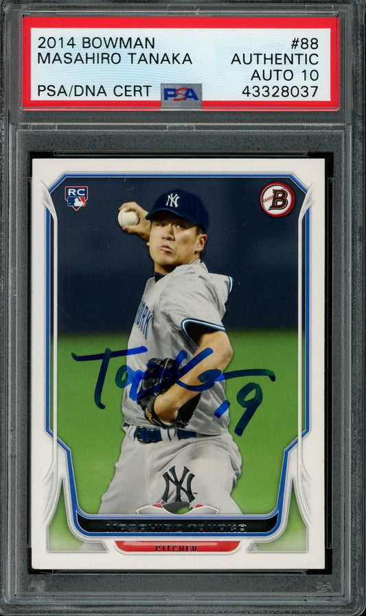 Masahiro Tanaka Signed 2014 Bowman Rookie Card #88 – PSA Authentic with Auto 10 (PSA/DNA) - RC