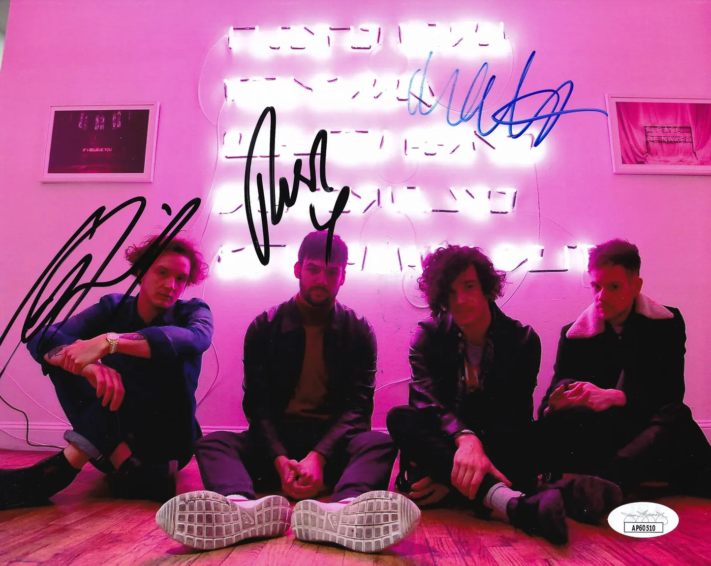 Matty Healy, Ross McDonald, and George Daniel Signed (JSA COA) The 1975 8×10 Photo