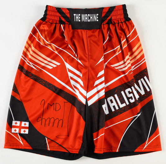 Merab Dvalishvili Signed (Beckett) "The Machine" Custom Fight Shorts - Beckett Witnessed