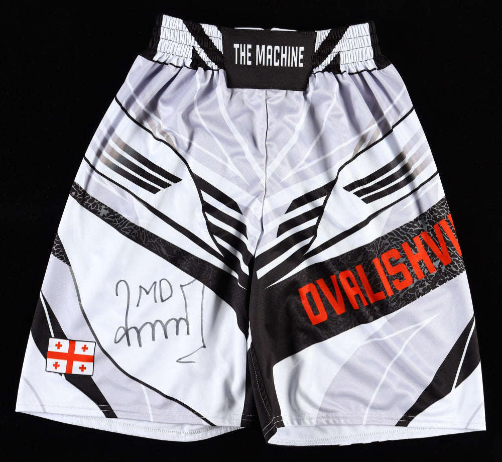 Merab Dvalishvili Signed (Beckett) "The Machine" Custom Fight Shorts - Beckett Witnessed