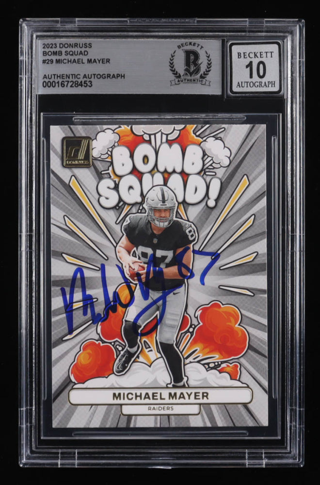 Michael Mayer Signed 2023 Donruss Bomb Squad #29 RC (BGS | Auto 10) - Rookie Card