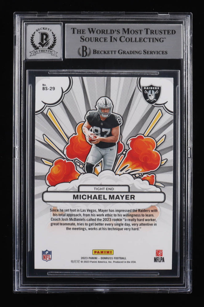 Michael Mayer Signed 2023 Donruss Bomb Squad #29 RC (BGS | Auto 10) - Rookie Card