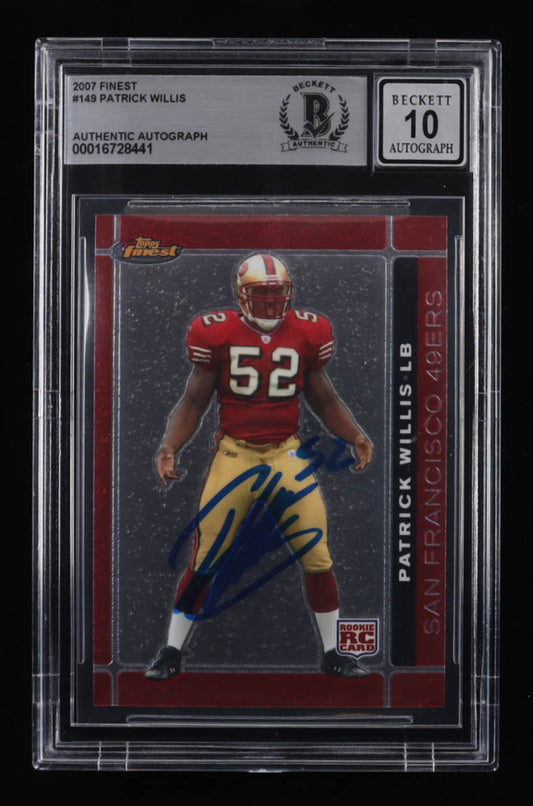 Patrick Willis Signed 2007 Finest #149 RC (BGS | Auto 10) - Rookie Card