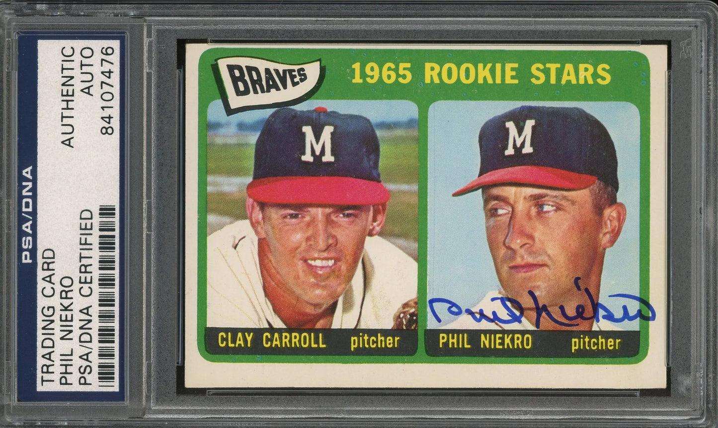 Phil Niekro Signed 1965 Topps Rookie Card #461 - PSA/DNA