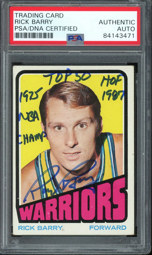 Rick Barry “1975 NBA Champ, TOP 50, HOF 1987” Signed 1972 Topps Card #44 - PSA/DNA