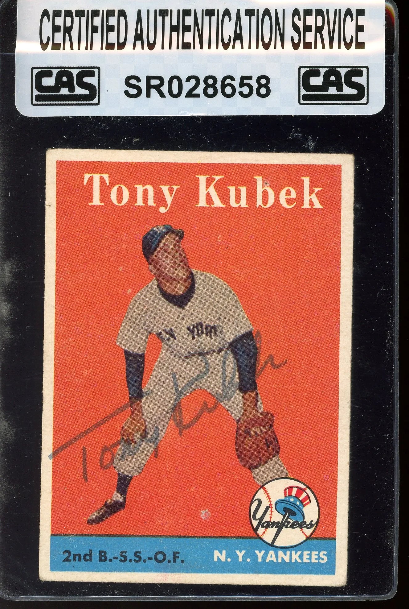 Tony Kubek Signed 1958 Topps Card #393 - CAS Authentic