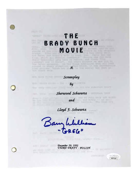 Barry Williams Signed "The Brady Bunch Movie" Script Inscribed "Greg" (JSA)