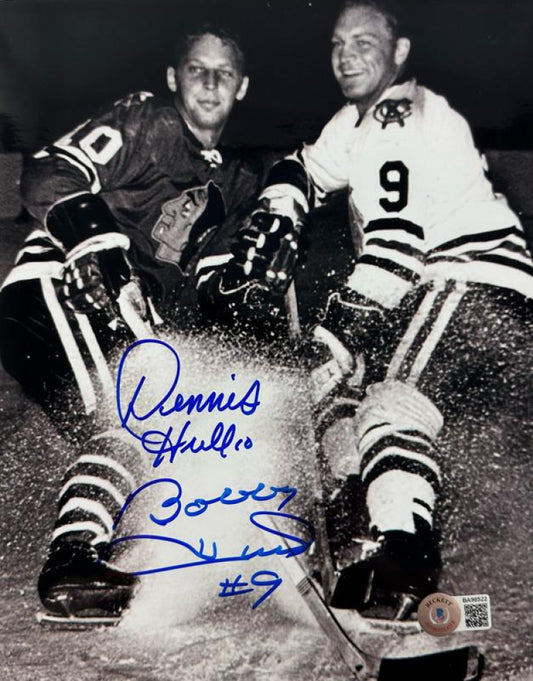 Bobby Hull & Dennis Hull Signed (Beckett) Blackhawks 8x10 Photo