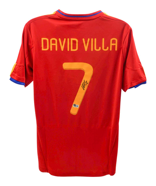 David Villa Signed Spain Jersey (Beckett)