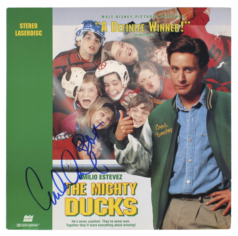 Emilio Estevez Signed (Beckett) "Mighty Ducks" Laserdisc Cover - Gordon Bombay