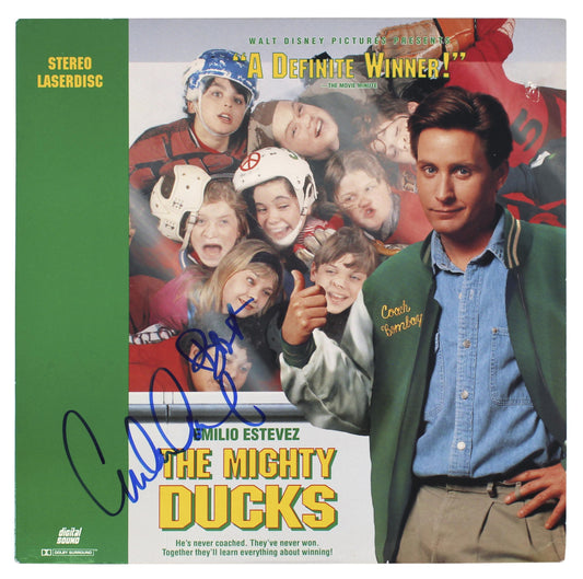 Emilio Estevez Signed (Beckett) "Mighty Ducks" Laserdisc Cover - Gordon Bombay