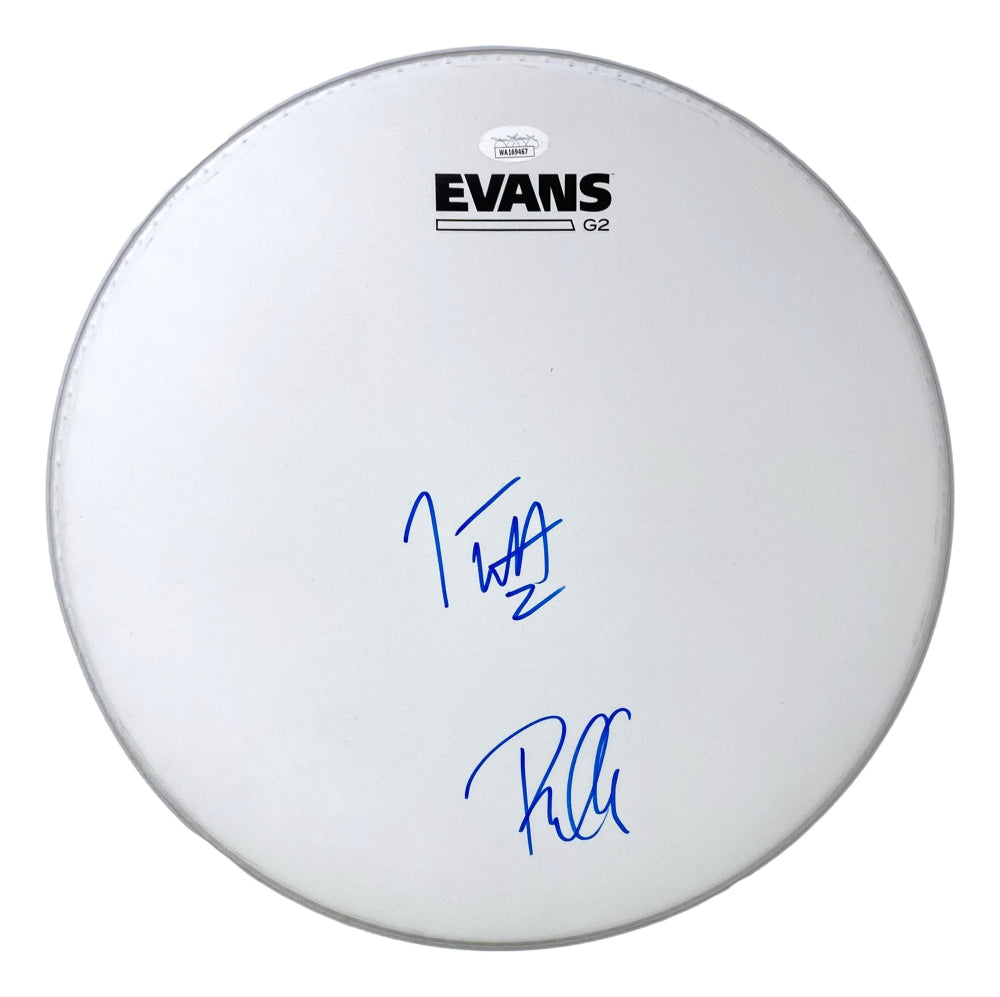 Joe Elliott & Phil Collen Signed 13" Drum Head (JSA)  -  JSA Witnessed