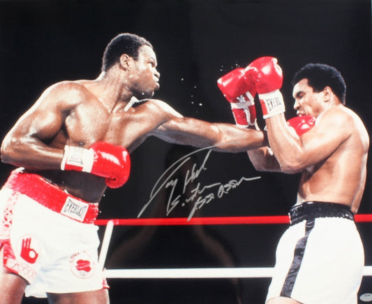 Larry Holmes Signed 16x20 Photo vs. Muhammad Ali Inscribed "Easton Assassin" (Schwartz)