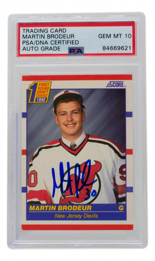 Martin Brodeur Signed 1990-91 Score #439 RC - Autograph Graded PSA 10 - Rookie Card