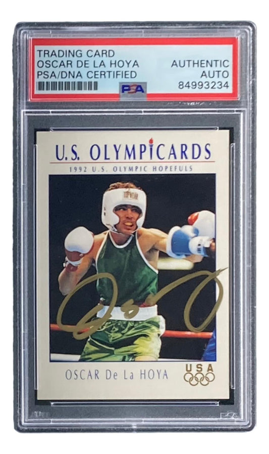 Oscar De La Hoya Signed 1992 Impel U.S. Olympic Hopefuls #23 RC (PSA) - Rookie Card