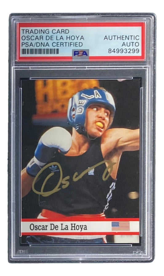 Oscar De La Hoya Signed 1993 Fax Pax World of Sport #29 RC (PSA)  -  Rookie Card