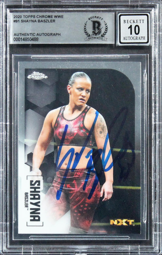 Shayna Baszler Signed 2020 Topps Chrome WWE #91 (BGS) - Autograph Graded Beckett 10