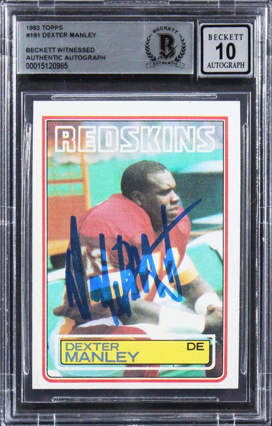 Dexter Manley Signed 1983 Topps #191 RC (BGS) - Autograph Graded (BGS) 10 - Rookie Card