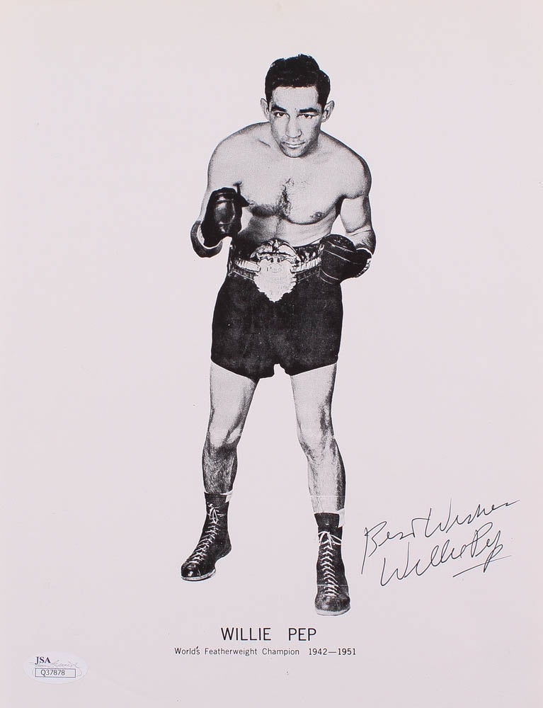 Willie Pep Signed 8x11 Photo Inscribed "Best Wishes" (PSA)