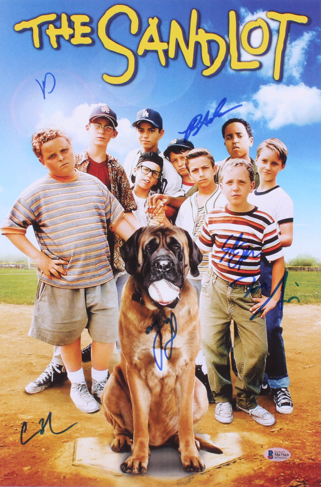 "The Sandlot" 12x18 Photo Cast-Signed (Beckett) by (6) with Tom Guiry, Marty York, Shane Obedzinski, Victor DiMattia, Chauncey Leopard & Brandon Adams - Beckett Witnessed