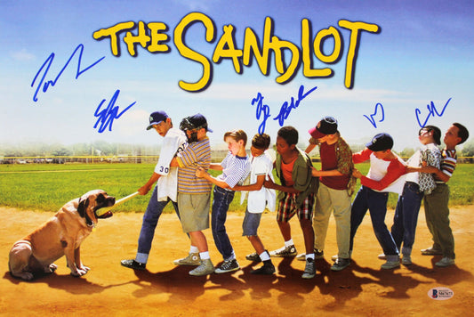 "The Sandlot" 12x18 Photo Cast-Signed (Beckett) by (6) With Tom Guiry, Marty York, Shane Obedzinski, Victor DiMattia - Beckett Witnessed