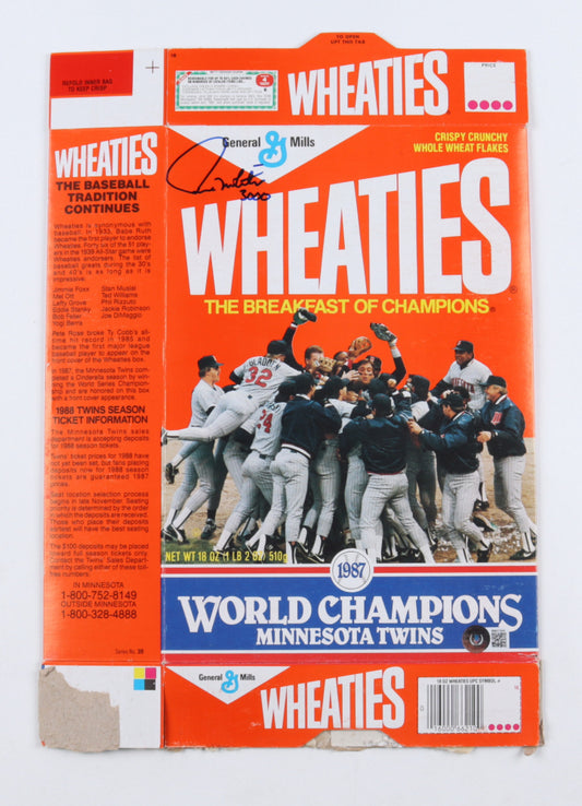 Paul Molitor Signed (Beckett) Twins Wheaties Cereal Box Inscribed "3000"