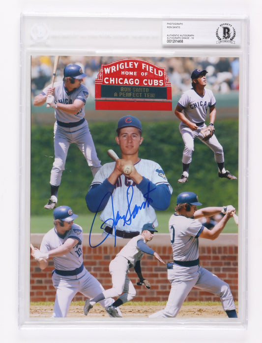 Ron Santo Signed Cubs 8x10 Photo (BGS Encapsulated)