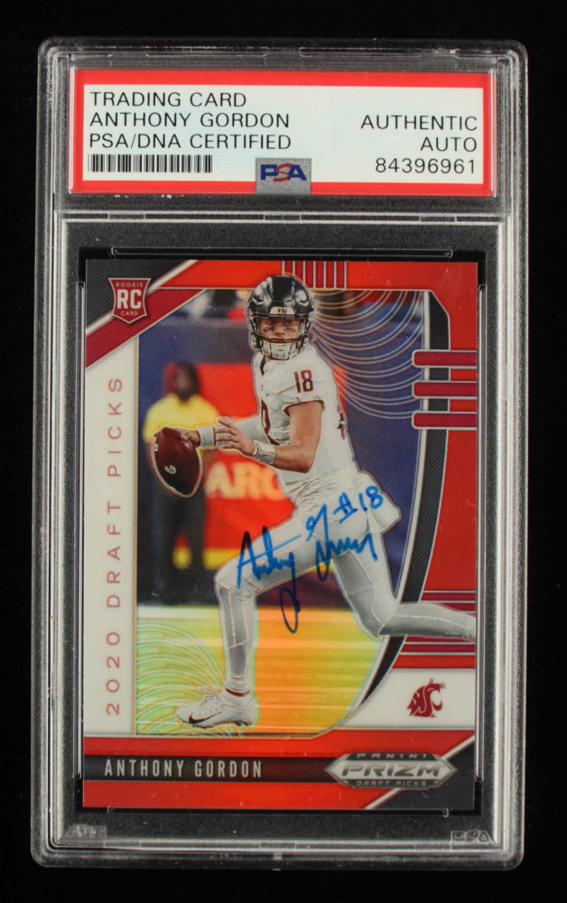 Anthony Gordon Signed 2020 Panini Prizm Draft Picks Prizms Red #149 (PSA Encapsulated) - Rookie Card