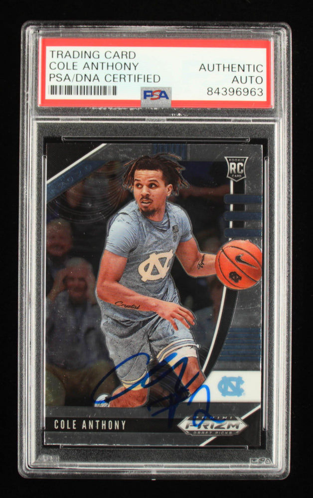 Cole Anthony Signed 2020-21 Panini Prizm Draft Picks #9 RC (PSA Encapsulated) - Rookie Card