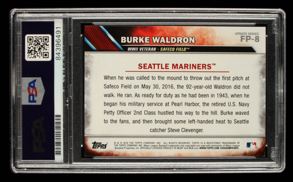 Burke Waldron Signed 2016 Topps Update First Pitch #FP8 Inscribed "WW2 43-46" (PSA Encapsulated)