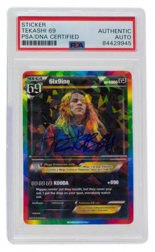 Tekashi 69 Signed Pokemon Sticker Card (PSA)