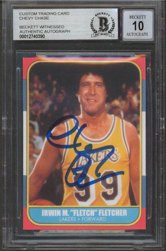 Chevy Chase Signed "Fletch" Custom Trading Card (BGS) - Autograph Beckett (BGS) 10 - Beckett Witnessed