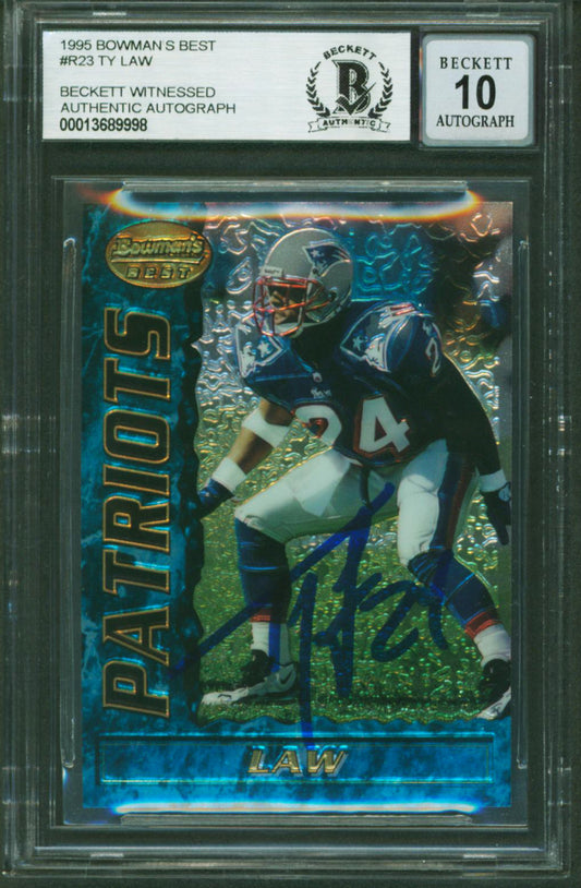 Ty Law Signed 1995 Bowman's Best #R23 RC - Auto Graded (BGS) 10 - Rookie Card