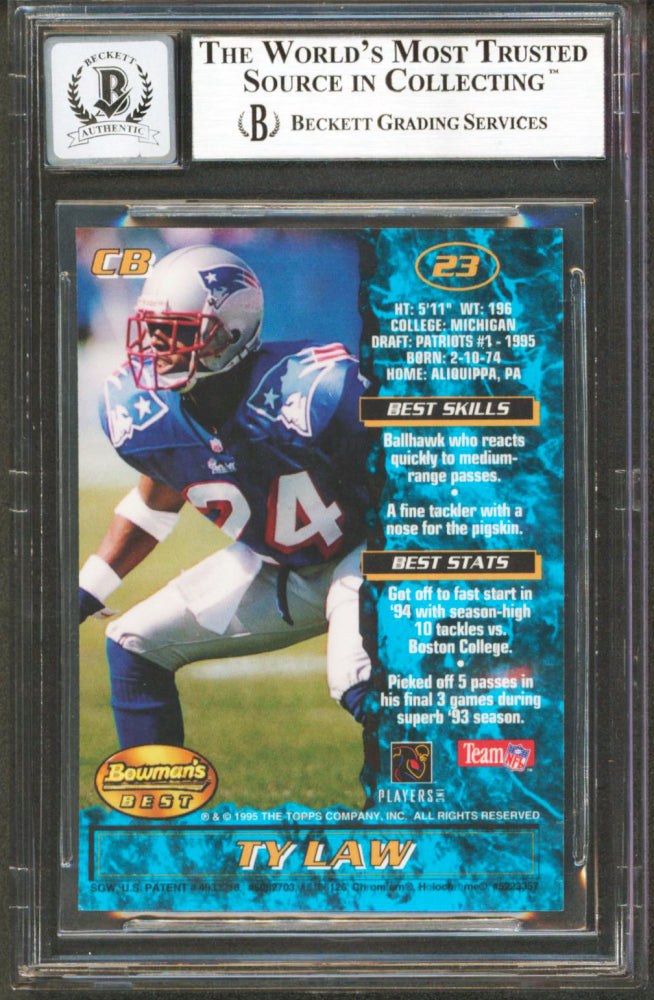 Ty Law Signed 1995 Bowman's Best #R23 RC - Auto Graded (BGS) 10 - Rookie Card