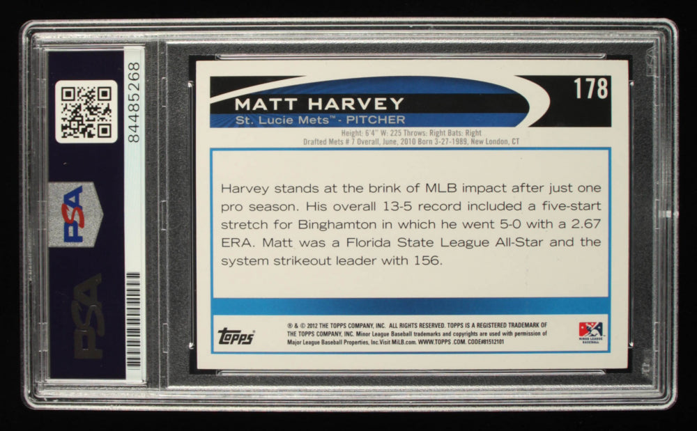 Matt Harvey Signed 2012 Topps Pro Debut #178A RC (PSA) - Rookie Card