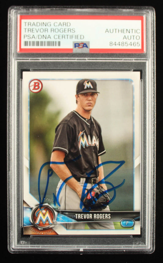 Trevor Rogers Signed 2018 Bowman Prospects #BP148 RC (PSA) - Rookie Card