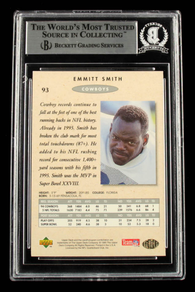 Emmitt Smith Signed 1995 SP Championship #93 (BGS) Beckett Witnessed