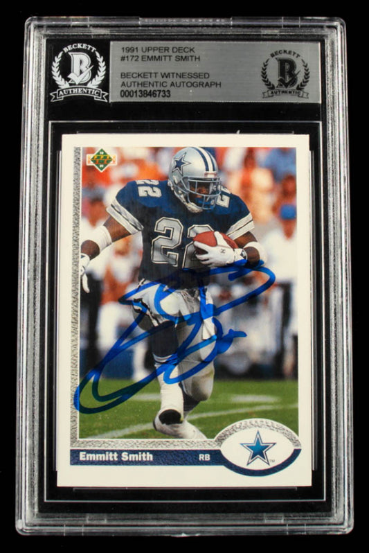 Emmitt Smith Signed 1991 Upper Deck #172 (BGS) Beckett Witnessed