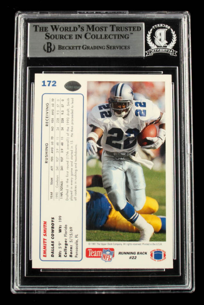 Emmitt Smith Signed 1991 Upper Deck #172 (BGS) Beckett Witnessed