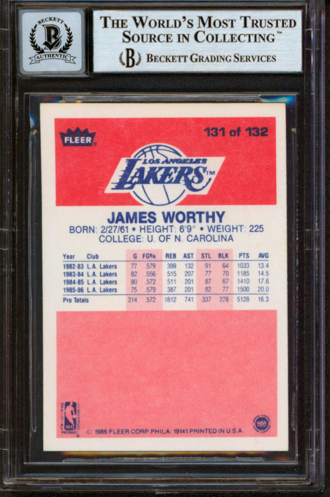 James Worthy Signed 1986-87 Fleer #131 RC Inscribed "HOF 2003" - Auto Graded (BGS) 10 - Rookie Card