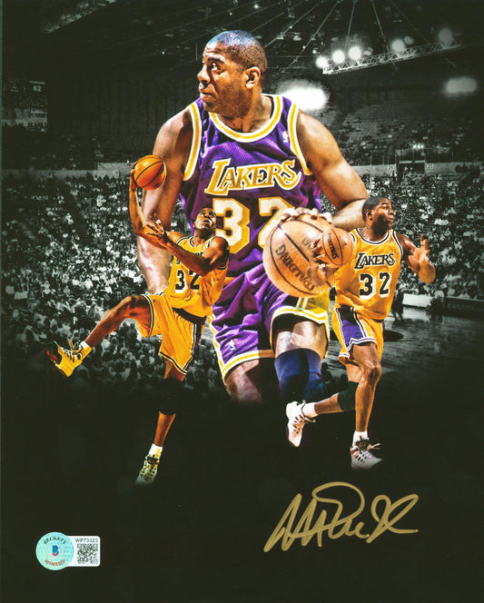 Magic Johnson Signed Lakers 8x10 Photo (Beckett) - Beckett Witnessed