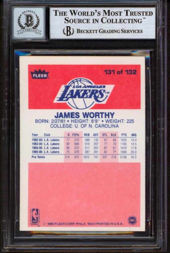 James Worthy Signed 1986-87 Fleer #131 RC - Auto Graded Beckett (BGS) 10 - Rookie Card