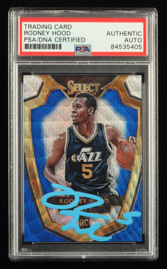 Rodney Hood Signed 2014-15 Select Prizms Blue and Silver PRE #192 RC (PSA) - Rookie Card