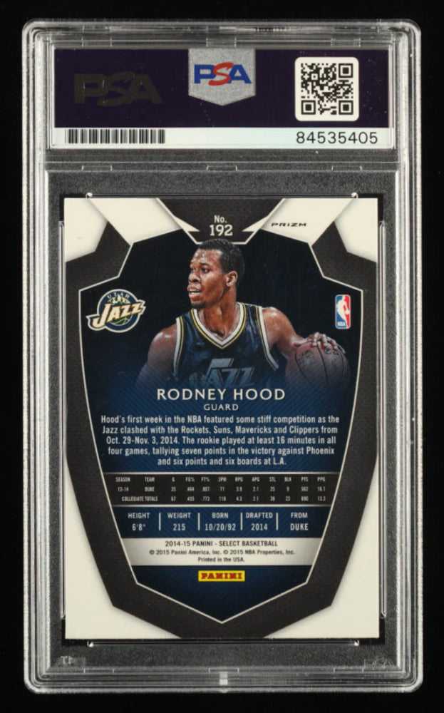 Rodney Hood Signed 2014-15 Select Prizms Blue and Silver PRE #192 RC (PSA) - Rookie Card