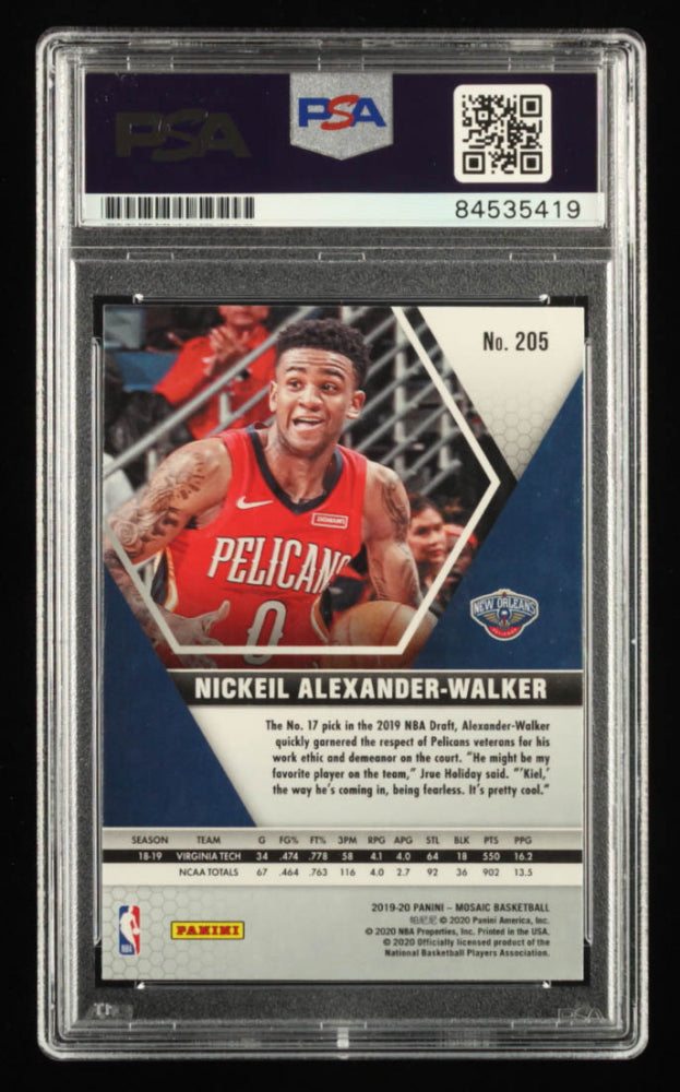 Nickeil Alexander-Walker Signed 2019-20 Panini Mosaic #205 RC (PSA) - Rookie Card