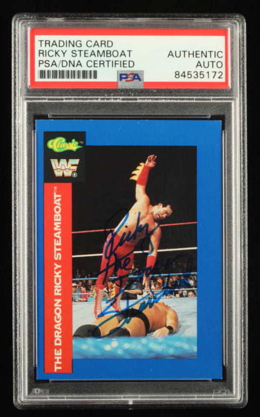 Ricky "The Dragon" Steamboat Signed 1991 Classic WWF Superstars #141 (PSA)