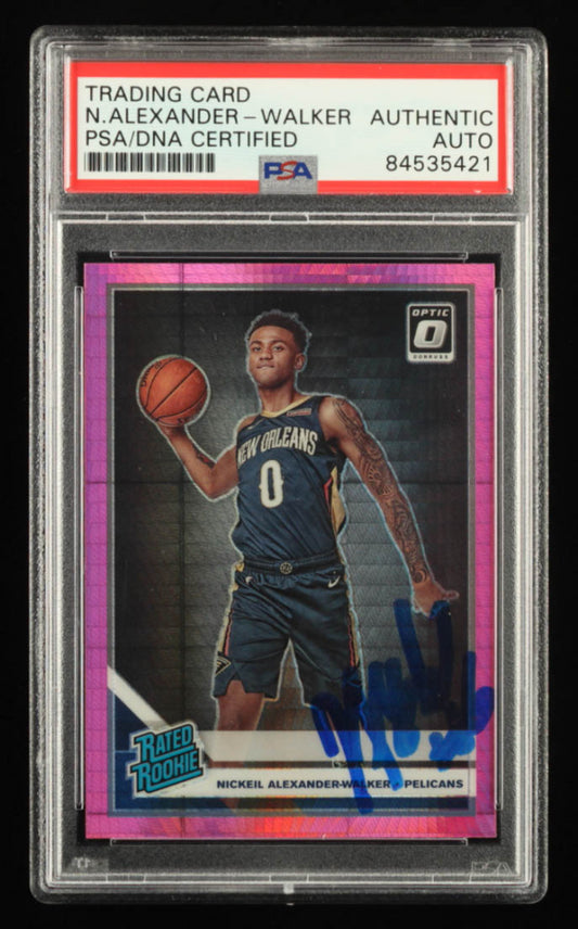 Nickeil Alexander-Walker Signed 2019-20 Donruss Optic Hyper Pink #184 RR RC (PSA) - Rookie Card