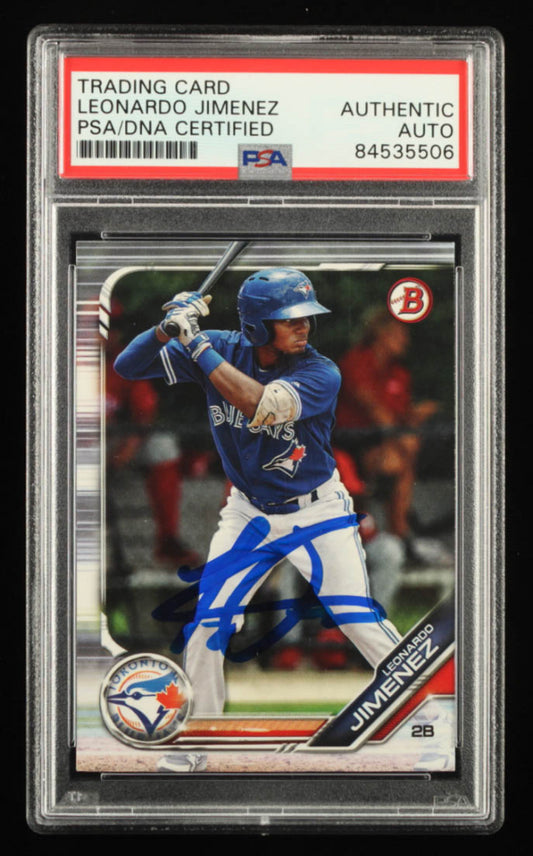 Leonardo Jimenez Signed 2019 Bowman Draft #BD78 RC (PSA) - Rookie Card