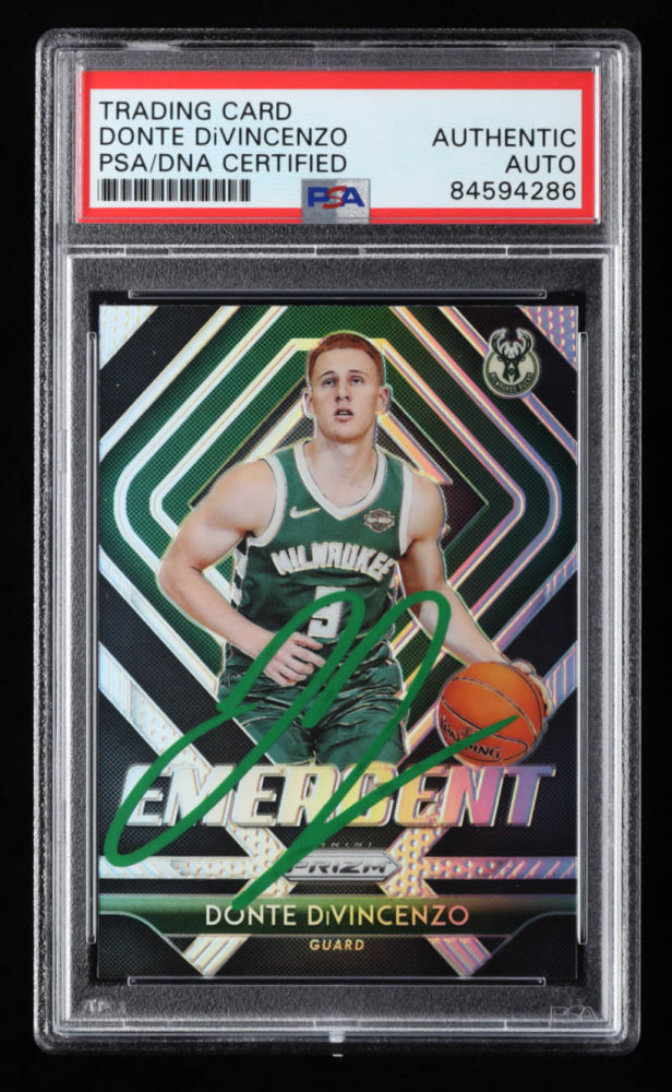 Donte DiVincenzo Signed 2018-19 Panini Prizm Silver Emergent #17 (PSA) Rookie Card